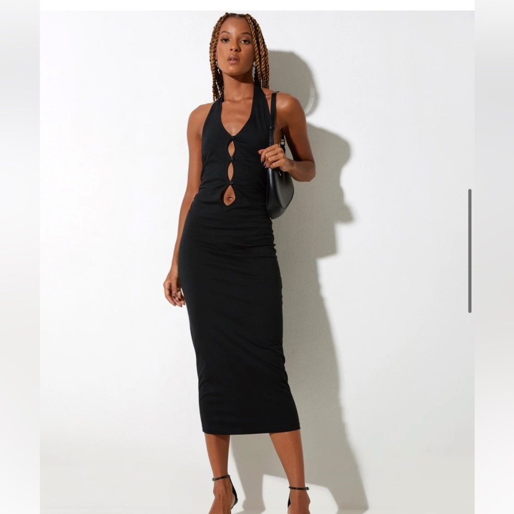 Housna Midi Dress in Lycra Black